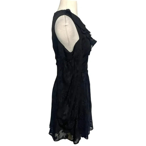 DARK PINK‎ S black cold shoulder long sleeve ruffle & lace up front dress - Picture 4 of 8